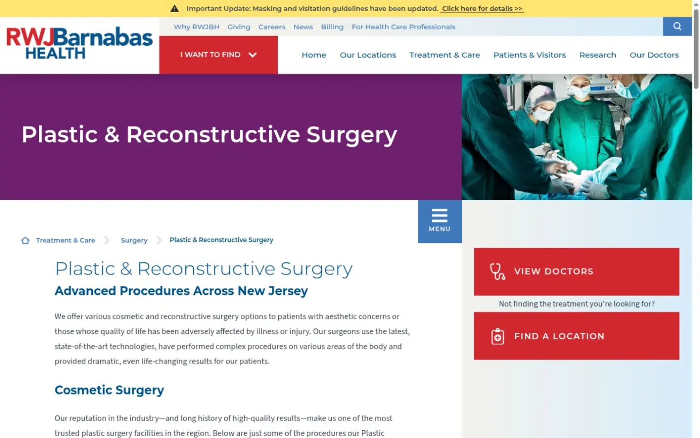 RWJBarnabas Health website homepage preview